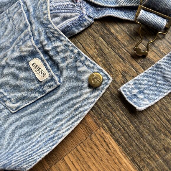 Vintage 80s 90s Baby Guess Denim Overalls Pink Ribbon Detail Girls Size 6Y - Picture 10 of 16